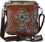 Camo のトリムおよびラインストーンの十字のハンドバッグが付いている西の十字の遺体袋ののどの革財布