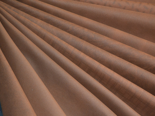 Coffee Polyester PU Synthetic Leather Cloth Fabric For Jacket Garment