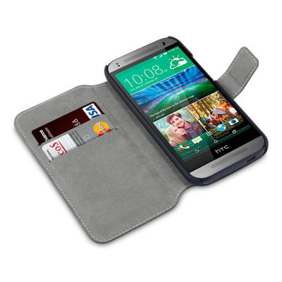 HTC 1 小型 2 のための帯出登録者が付いている黒く細い PU の革札入れ HTC の携帯電話の箱